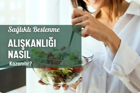 saglıklı bir tabaktan yemek yiyen kadın fotoğrafı